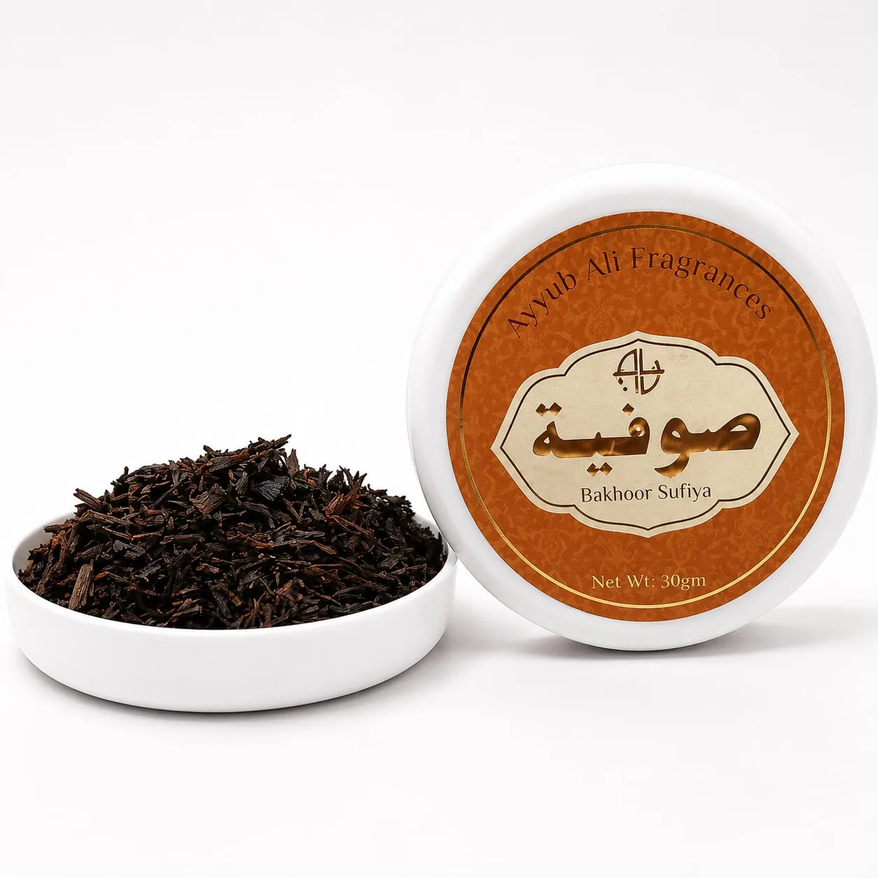 Bakhoor Sufiya, in its bottle.