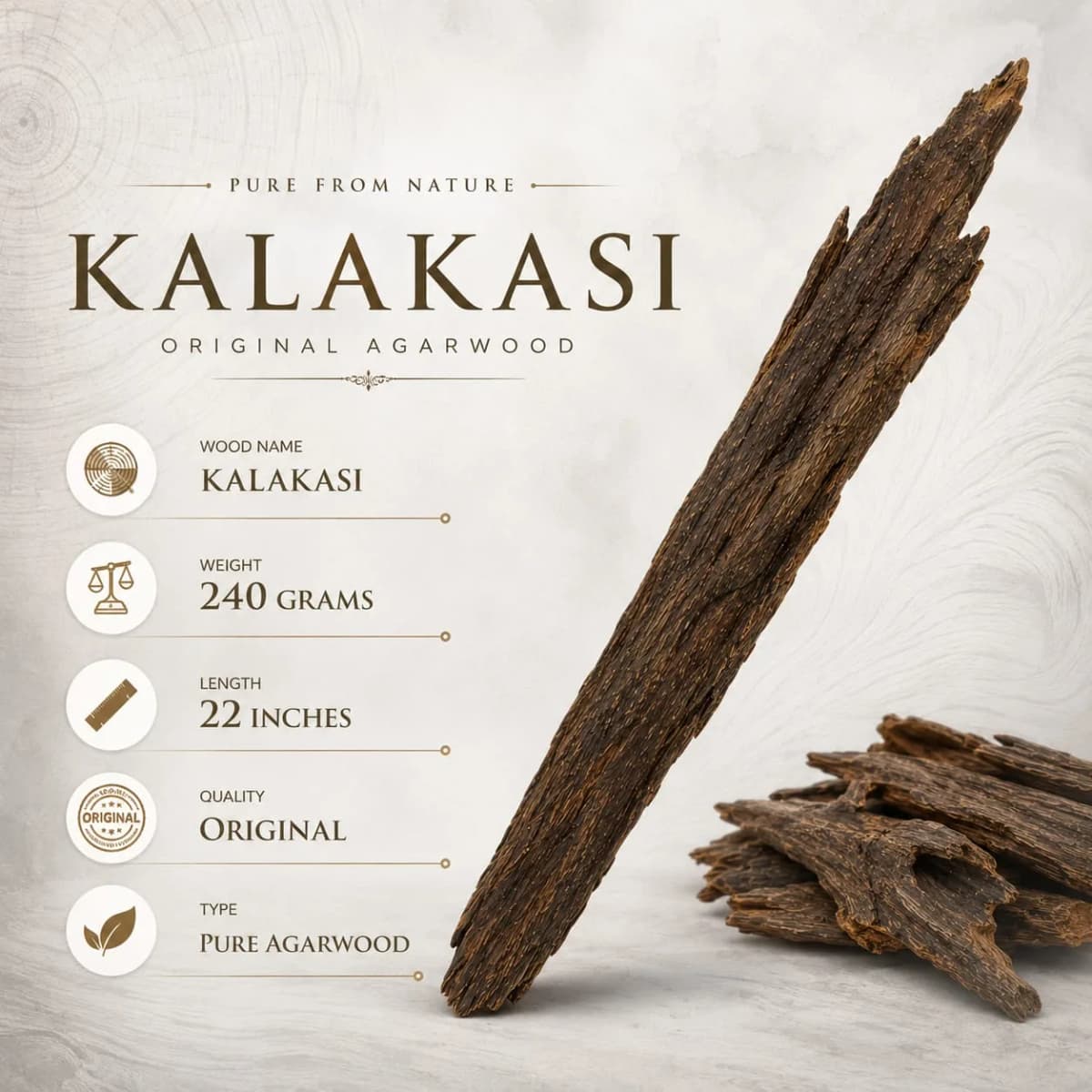 Kalakasi Oud Wood – Rare Natural Agarwood for Premium Incense — Oud Khashab