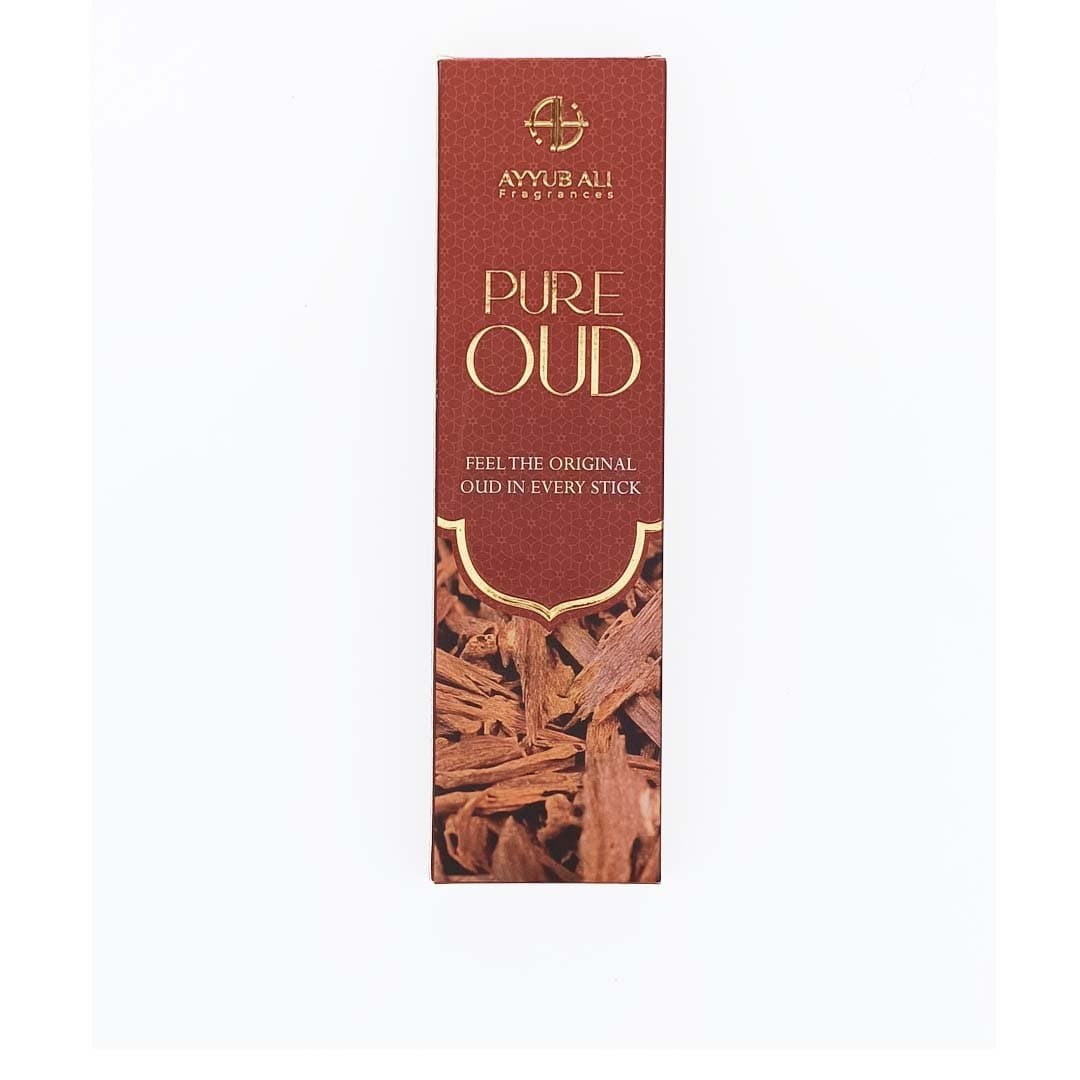 Pure Oud Premium Agarbatti, in its bottle.