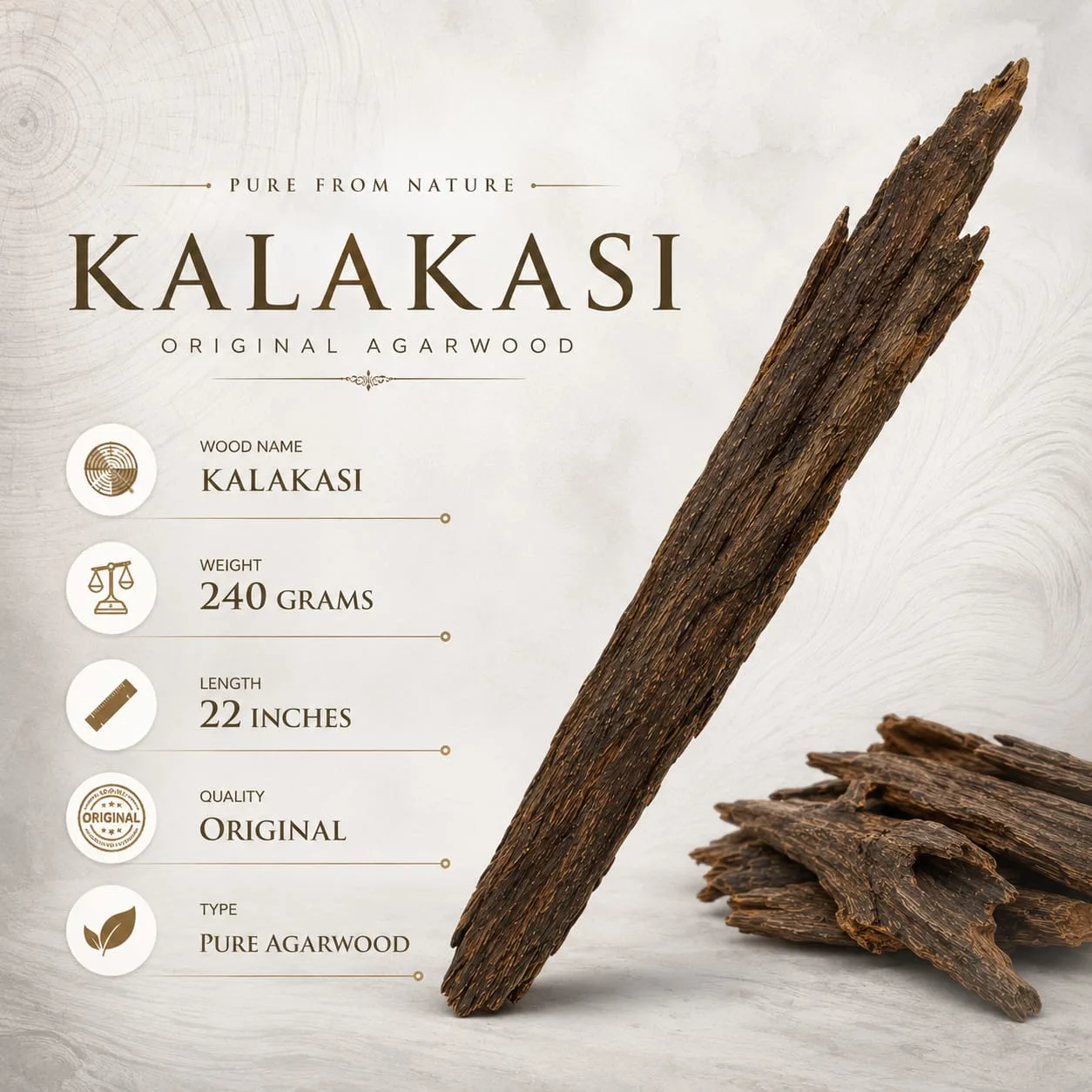 Kalakasi Oud Wood – Rare Natural Agarwood for Premium Incense — Oud Khashab